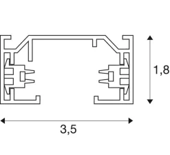 Plafonnier, Rail 1 allumage en saillie, blanc et argent, L100cm, H1,8cm - SLV