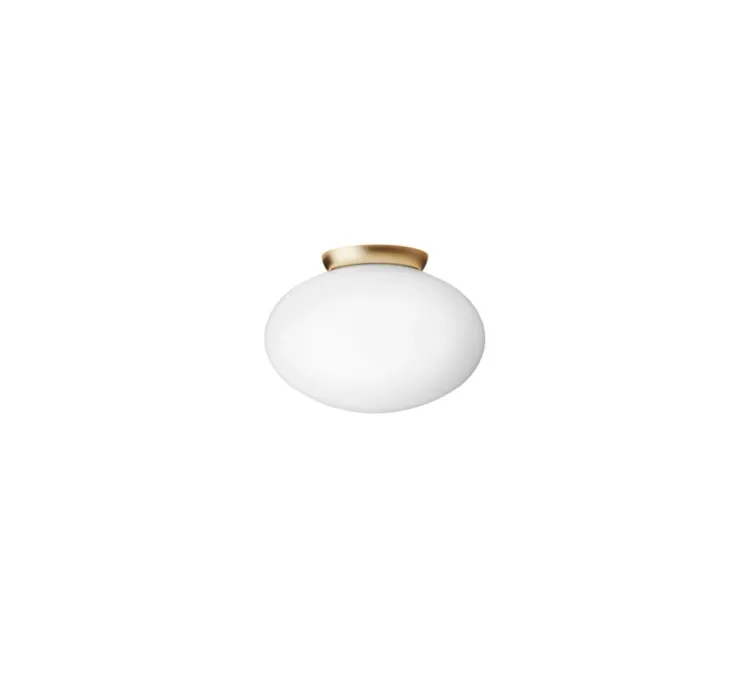 Plafonnier, Rizzatto 301, laiton satiné, opal, IP44, Ø30cm, H22cm - Nuura
