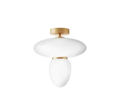 Plafonnier, Rizzatto 42, laiton satiné, opal, Ø40cm, H45cm - Nuura