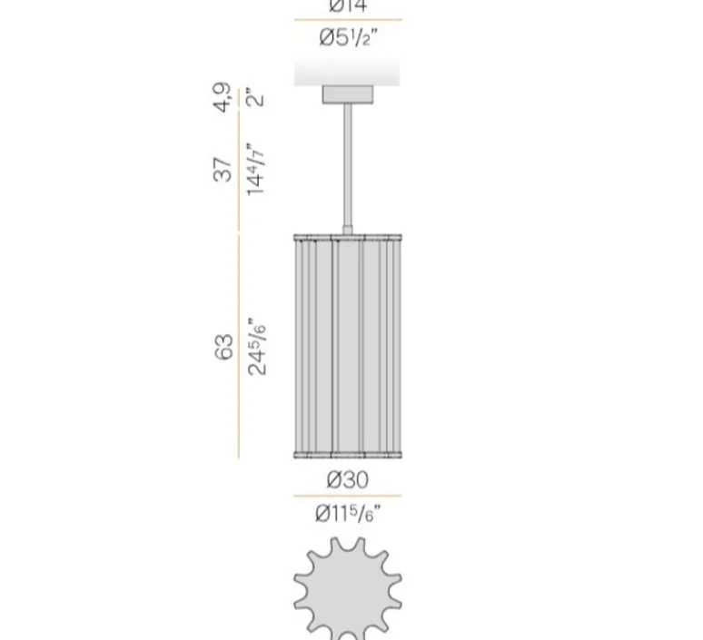 Plafonnier & Spot*Panzeri Plafonnier, Roma, , LED, dim, 2700K, 2790 lm, Ø30cm, H104,9cm - bronze