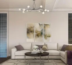 Plafonnier & Spot*Manufacture Plafonnier, Sabia 10L, verrerie S100, , L118cm, H51cm - nickel