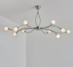 Plafonnier & Spot*Manufacture Plafonnier, Sabia 10L, verrerie S100, , L118cm, H51cm - nickel