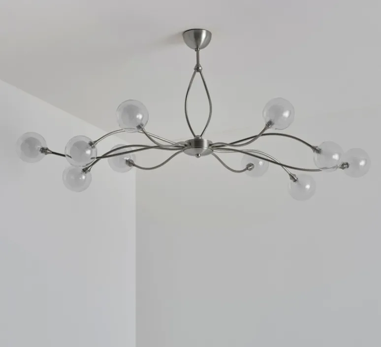 Plafonnier & Spot*Manufacture Plafonnier, Sabia 10L, verrerie S100, , L118cm, H51cm - nickel