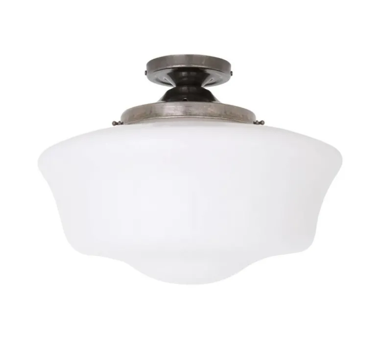 Plafonnier & Spot*Mullan Lighting Plafonnier, Schoolhouse, , Ø35cm, H27cm - argent veilli
