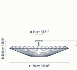 Plafonnier, Siam 150, blanc, Ø150cm, H40,5cm - Bover