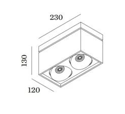 Plafonnier & Spot*Wever&Ducré Plafonnier, Sirro 2.0 LED, , LED, dim, 3000K, 1550 lm, L23cm, H13cm - noir