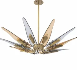 Plafonnier, SKY, laiton antique, verre ambré, verre fumé, Ø112cm, H8,5cm - Eichholtz