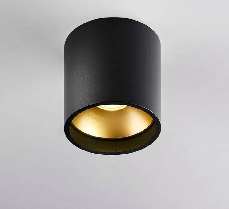 Plafonnier, Solo 1, noir et or, IP54,LED, 3000K, 380lm, Ø8cm, H8cm - Light Point