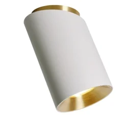 Plafonnier & Spot*DCW éditions Paris Plafonnier, Tobo C85 DIAG, , Ø8,5cm, H14,6cm - blanc, laiton