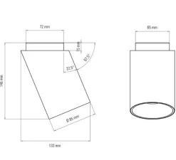 Plafonnier, Tobo C85 DIAG, noir, laiton, Ø8,5cm, H14,6cm - DCW éditions Paris