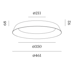 Plafonnier & Spot*Wever&Ducré Plafonnier, Towna 3.0, , IP44, LED, 2700K, 1550lm, Ø46,1cm, H9,2cm - noir
