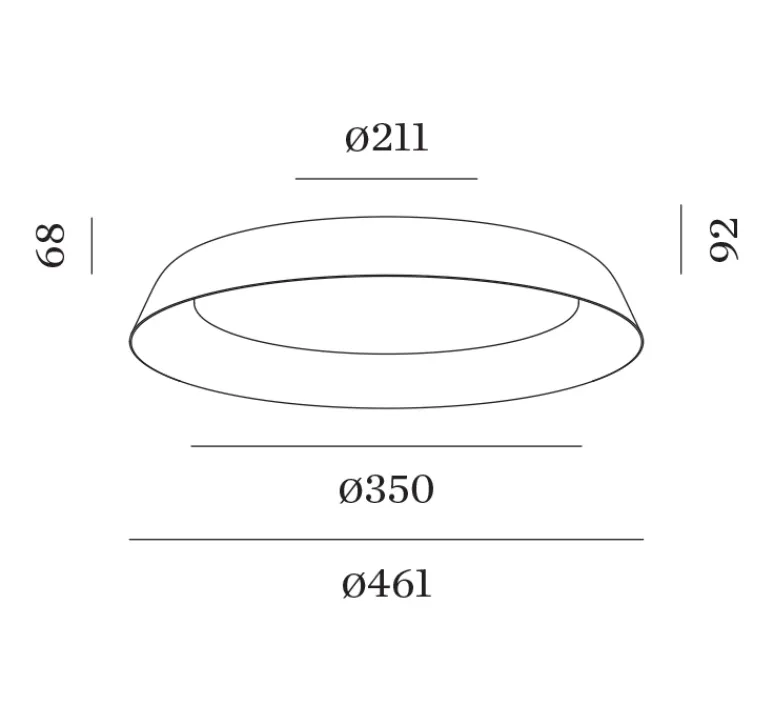 Plafonnier & Spot*Wever&Ducré Plafonnier, Towna 3.0, , IP44, LED, 2700K, 1550lm, Ø46,1cm, H9,2cm - noir
