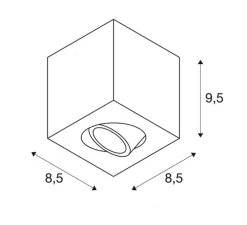 Plafonnier, Triledo, Carré, noir, L8,5cm, H9,5cm - Slv