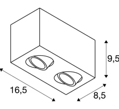 Plafonnier & Spot*SLV Plafonnier, Triledo double square, ,Led,3000K, 1300lm, L16,25cm, H9,5cm - noir