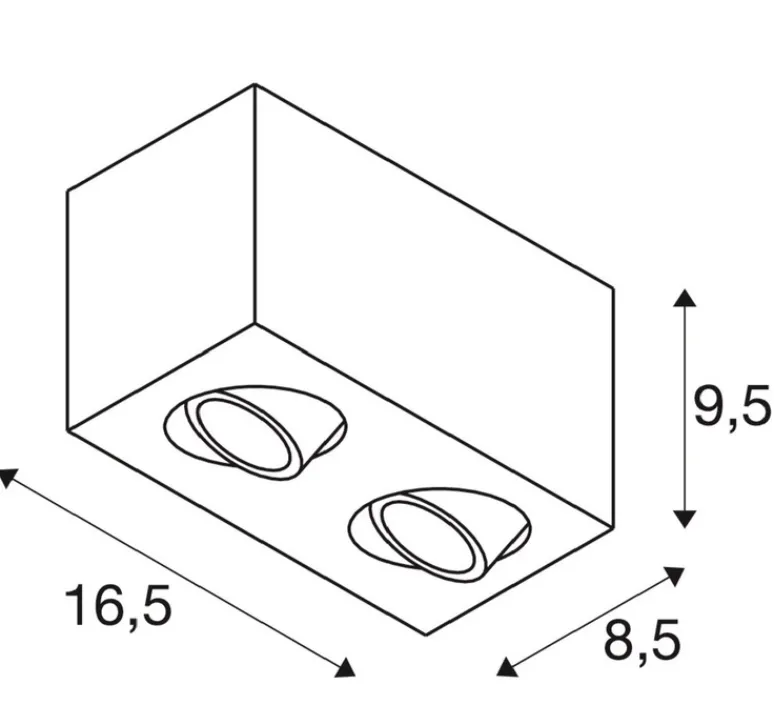 Plafonnier & Spot*SLV Plafonnier, Triledo double square cl, , L16,25cm, H9,5cm - blanc