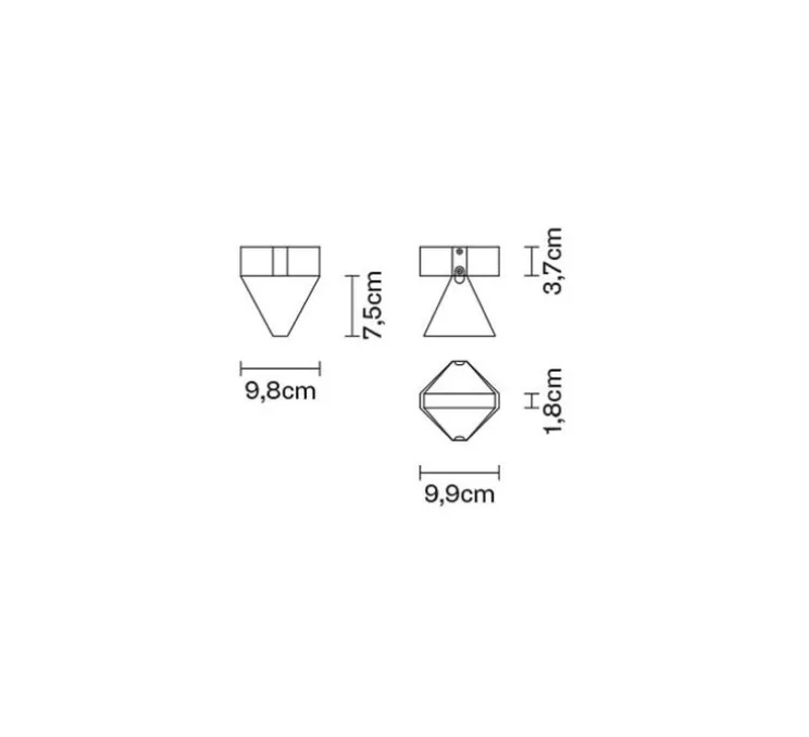 Plafonnier, Tripla F41, bronze, LED, L9,8cm, H11,2cm - Fabbian