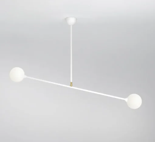 Plafonnier, Two Spheres, blanc, H71cm, L90cm - Atelier Areti