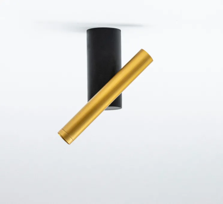 Plafonnier, Verso, noir et laiton, LED, 2700K, 350 lm, Ø2cm, H15cm - OliveLab