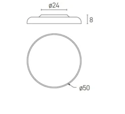 Plafonnier & Spot*Lumen Center Italia Plafonnier, Zero, , LED, dim, 2700k, 3260 lm, Ø50cm, H8cm - gris