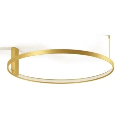 Plafonnier, Zero Round 74, laiton satiné, LED, dim, 2700k, 2039 lm, Ø74cm, H19cm - PANZERI