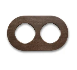 Plaque, Do, Double horizontal, Hêtre obscurci, Interrupteur et Prise, L17,1cm, H10cm - Fontini