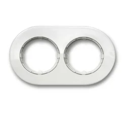 Prise|Interrupteur*Fontini Plaque, Do Low, Double horizontal, Porcelaine blanc, Interrupteur et prise, L19cm, H11cm -