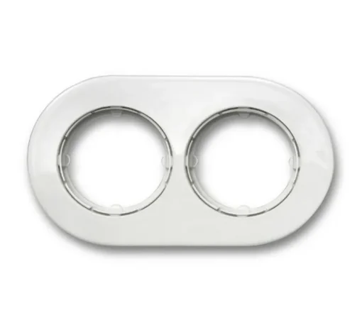 Prise|Interrupteur*Fontini Plaque, Do Low, Double horizontal, Porcelaine blanc, Interrupteur et prise, L19cm, H11cm -