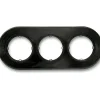 Plaque, Do Low, Triple horizontal, Noir brillant, Interrupteur et prise, L26,4cm, H11cm - Fontini