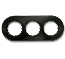 Plaque, Do Low, Triple horizontal, Noir brillant, Interrupteur et prise, L26,4cm, H11cm - Fontini