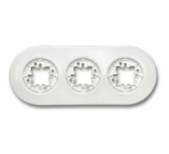 Interrupteur|Prise*Fontini Plaque, Do, Triple horizontal, Porcelaine blanc, Interrupteur et prise, L24,3cm, H10cm -