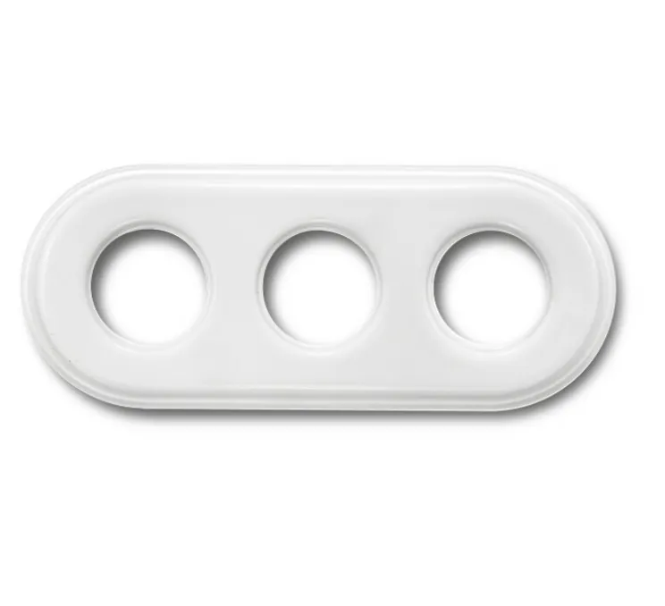 Plaque, Garby Colonial, Garby & Dimbler, Triple, Porcelaine blanc, Interrupteur et prise, L24,3cm, H10cm - Fontini