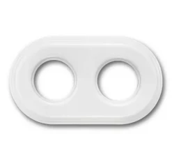Plaque, Garby Colonial, Garby & Dimbler, Double, Porcelaine blanc, Interrupteur et prise, L17,1cm, H10cm - Fontini