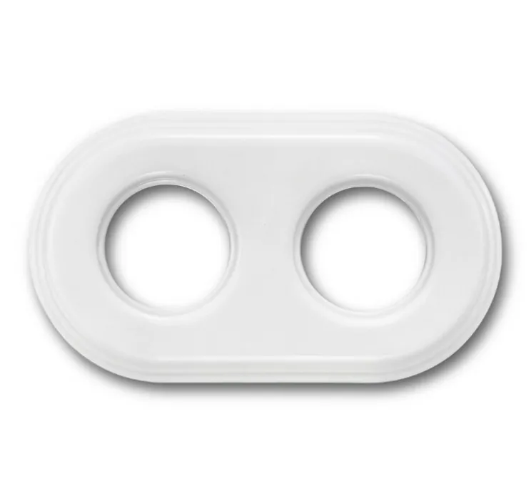 Plaque, Garby Colonial, Garby & Dimbler, Double, Porcelaine blanc, Interrupteur et prise, L17,1cm, H10cm - Fontini