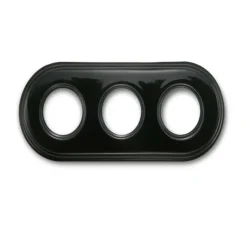 Plaque, Garby Colonial, Garby & Dimbler, Triple, Porcelaine noir, Interrupteur et prise, L24,3cm, H10cm - Fontini