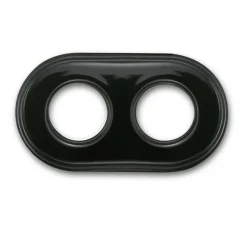 Plaque, Garby Colonial, Garby & Dimbler, Double, Porcelaine noir, Interrupteur et prise, L17,1cm, H10cm - Fontini