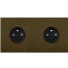 Prise*6ixtes Prise, Allure, Double horizontal, Bronze, Prise-2P+T x2, Noir, L16cm, H8cm -
