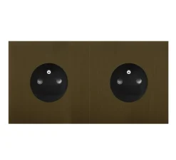 Prise*6ixtes Prise, Allure, Double horizontal, Bronze, Prise-2P+T x2, Noir, L16cm, H8cm -