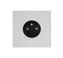 Prise*6ixtes Prise, Allure, Simple, Aluminium brossé, Prise-2P+T x1, Noir, L8cm, H8cm -