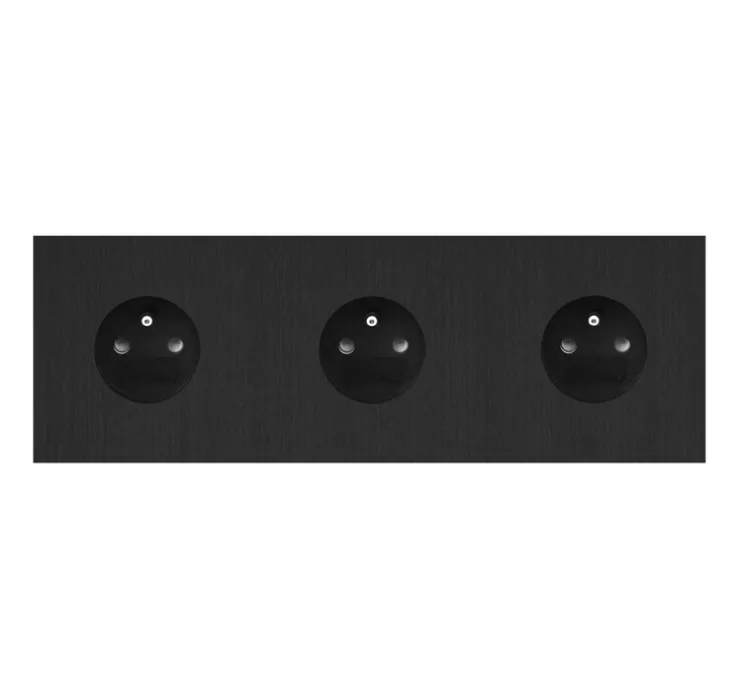 Prise, Allure, Triple horizontal, Noir brossé, Prise-2P+T x3, Noir, L24cm, H8cm - 6ixtes