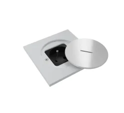 Prise*Modelec Prise, Bubox Classic, Simple, Inox blanc sablé, Prise de sol 2P+T x1, L10cm, H10cm -