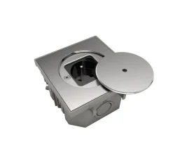 Prise, Bubox Classic, Simple, Inox brossé, Prise de sol x1, L11,5cm, H11,5cm - Modelec