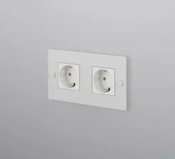 Prise*Buster & Punch Prise, Buster, Double horizontal, Blanc, Prise-Schuko x2, L15cm, H9cm -