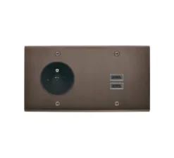 Prise*Modelec Prise, Confidence, Double horizontal, Canon de fusil, Prise-2P+T x1, Prise-USB C x2, Noir, À vis, L15,1cm, H8cm -