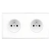 Prise*Modelec Prise, Confidence, Double horizontal, Blanc, Prise-2P+T x2, Blanc, L15,1cm, H8cm -