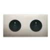 Prise, Confidence, Double horizontal, Nickel satiné, Prise-2P+T, x2, Noir, L15,1cm, H8cm - Modelec