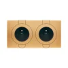 Prise, Confidence, Double horizontal, Laiton brossé, Prise de sol 2P+T x2, L15,1cm, H8cm - Modelec