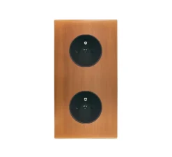 Prise, Confidence, Double vertical, Vieux bronze, Prise-2P+T x2, Noir, L8cm, H15,1cm - Modelec