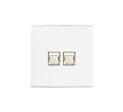 Prise, Confidence, Simple, Blanc mat, Prise-RJ45 x2, L8cm, H8cm - Modelec