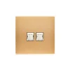 Prise, Confidence, Simple, Laiton brossé, Prise-RJ45 x2, L8cm, H8cm - Modelec