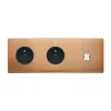 Prise, Confidence, Triple horizontal, Vieux bronze, Prise-PC x2 et Prise-RJ45 x1, Noir, L22,2cm, H8cm - Modelec